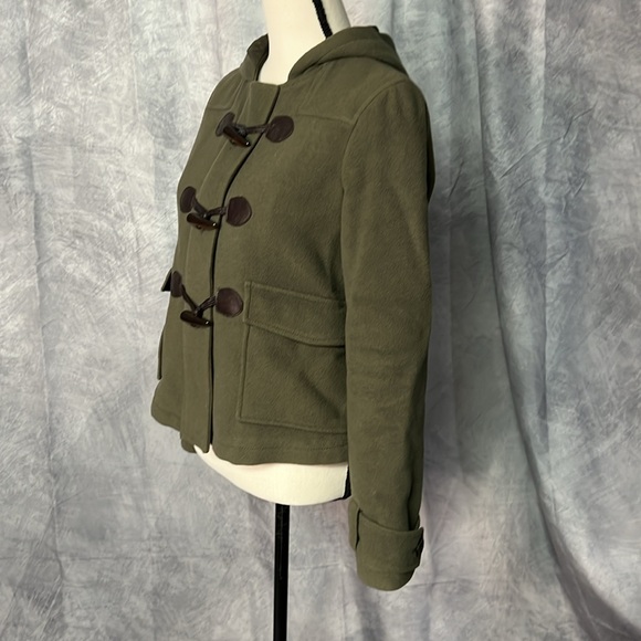 Xhilaration Military Inspired Olive Green Cropped Trench Coat - Medium - Picture 3 of 12